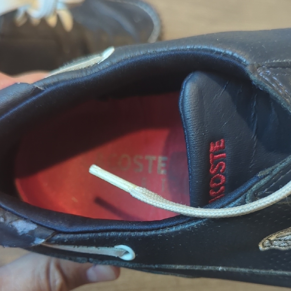 🔥Price Drop🔥Lacoste Navy Blue Leather Boat Shoes with White Laces - Picture 8 of 16